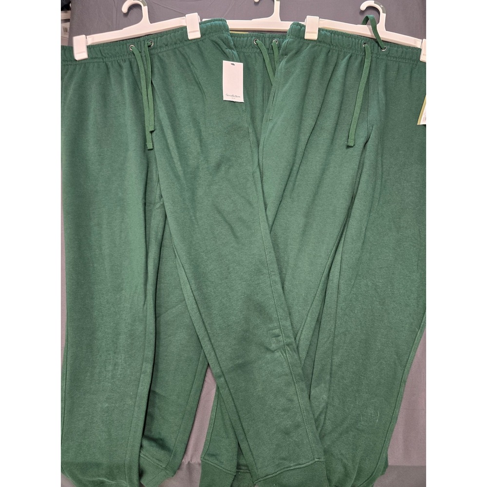 3 Pair Men Goodfellow Fleece Jogger Pants Forest Green Heather Drawstring M NWT